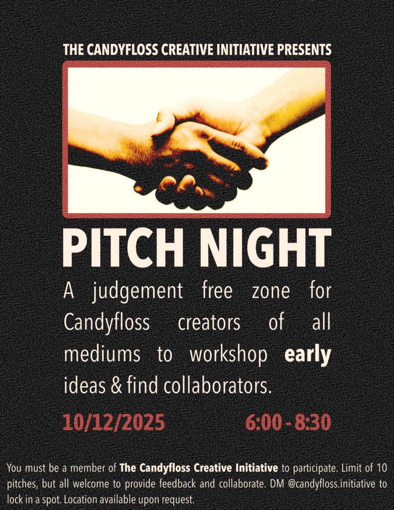 Pitch Night Flyer | The Candyfloss Creative Initiative | Creative events in Orlando, Florida
